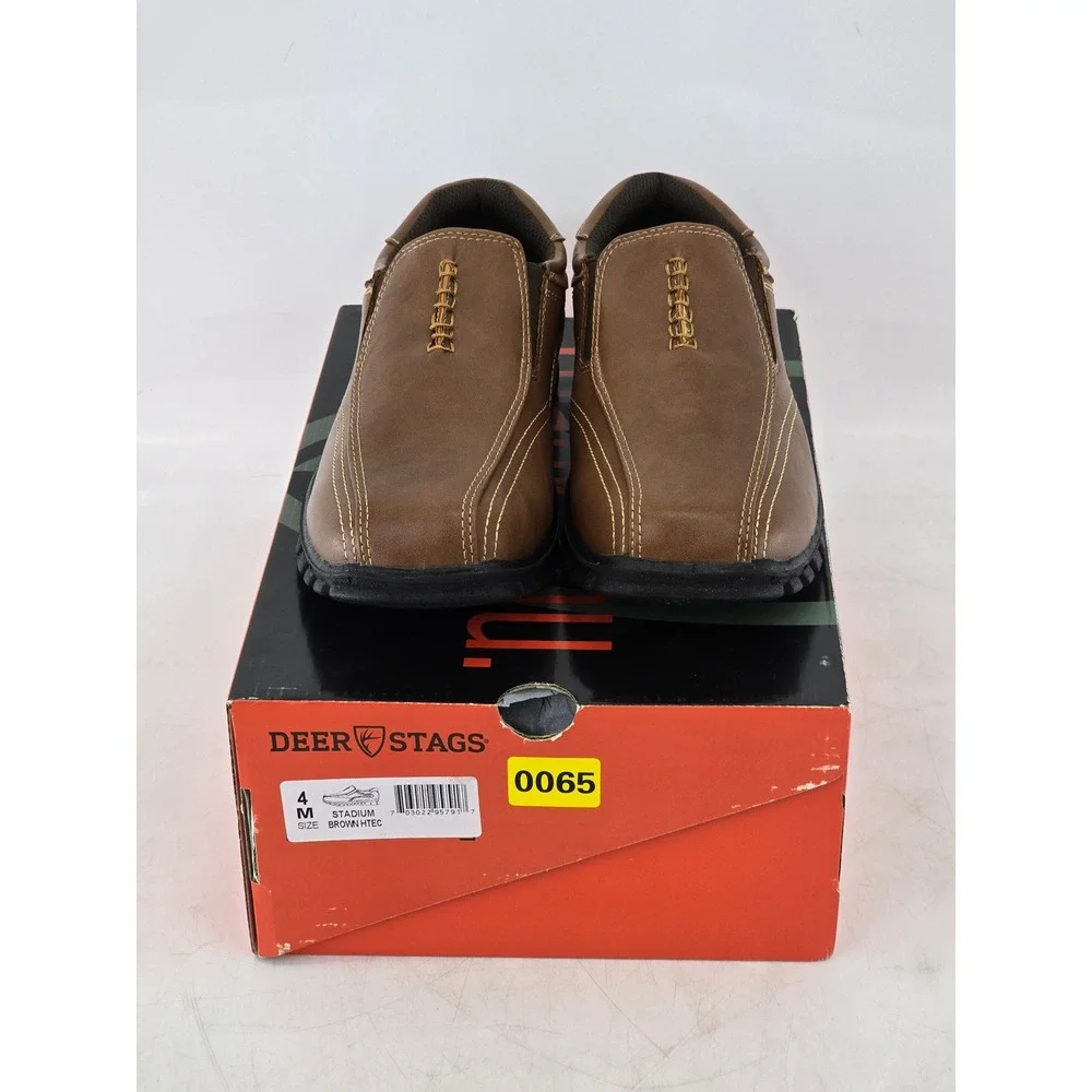 Deer Stags Stadium Loafers Boys Size 4 M Brown HTEC Slip On Shoes - Excellent